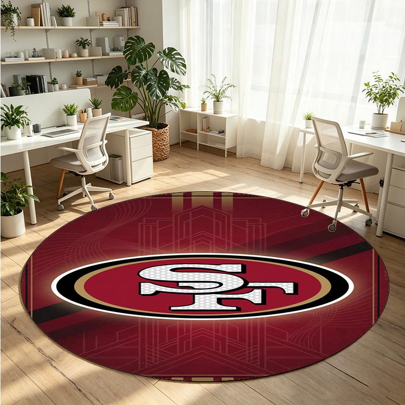 San Francisco 49ers Printed Round Crystal Velvet Rug Soft Non Slip Floor Carpet For Bedroom Holiday Gift