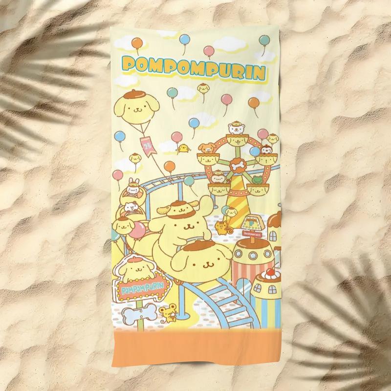 Cute Cartoon Kitten Printed Microfiber Beach Towel Quick Dry Soft Bath Towel For Kids Seaside Swimming