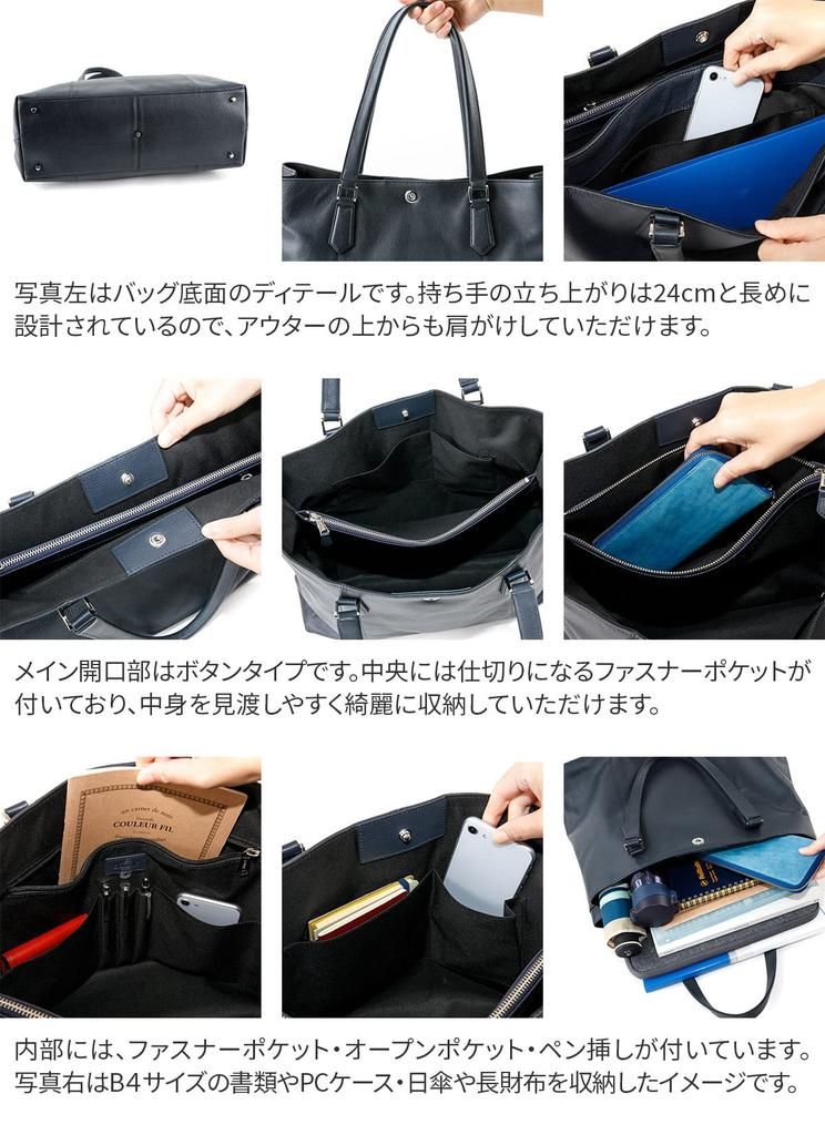 Сумка-тоут Genuine [SONNE], Кожа, Мужская, Темно-синий, SO-SOX015-NV