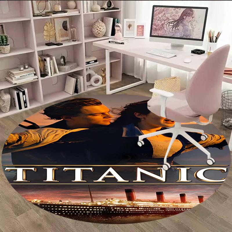 1pc Titanic1 Print Round Carpet Chair Round Carpet Suitable for Bedroom Living Room Home Decorative Carpet