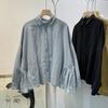 Хлопково-льняная рубашка с длинным рукавом для женщин, осенняя, свободного кроя, универсальная, однотонная, повседневный топ