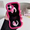 Чехол для телефона Luna Moon Cat для iPhone 17 16 15 14 13 12 11 Air Pro Max Plus Волнистый край ТПУ Цветной чехол Красивые мобильные телефоны