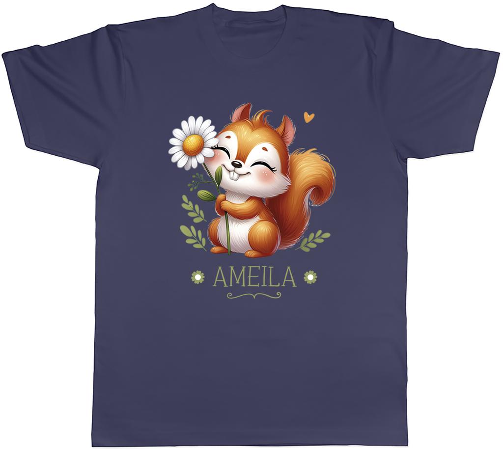 Personalised Squirrel Daisy Flower Unisexs TShirt Forest Animal Floral Tee Gift