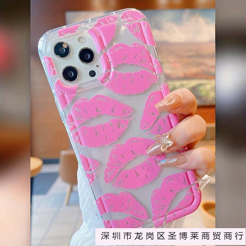 Розовые губы яблоко 15 чехол для мобильного телефона iphone14promax прозрачный мягкий силикон 13/12/11 всесторонний противоударный xr