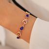 Women's Fashion Gold Color Heart Bracelet Ladies 4 Colors Stones Bracelets Bangles Jewelry Gift