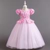 Children's Princess Dresses Thousand Birdie Patchwork Mesh Puffy Long Bubble Sleeve Girls' Stage Performance Dresses  Girl's Favourite Dress