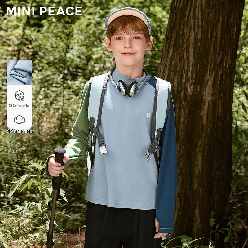 Детская антибактериальная футболка с длинным рукавом и воротником-стойкой MINIPEACE