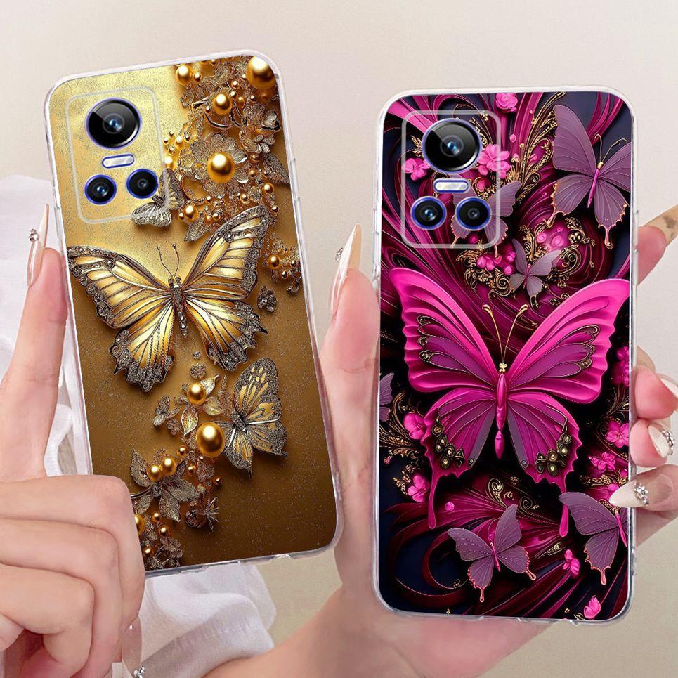 Luxury Flower Butterfly Bow Pattern Casing For Realme GT Neo 3 150W Neo 5 240E GT3 Back Cover Clear Soft Silicone Phone Case