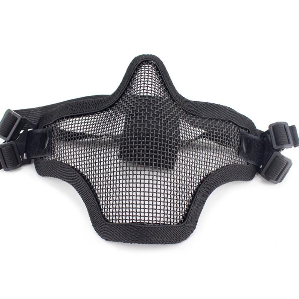 Adjustable Half Face Wire Mask Carbon Steel Steel Mesh Mask Metal Face Mask  Outdoor Sports