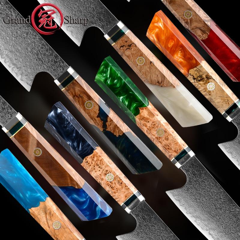 Нож шеф-повара 8,2 дюйма, 67 слоев, кухонные ножи из дамасской стали, кухонные инструменты, профессиональные ножи для нарезки, vg10, японские кухонные ножи GRANDSHARP