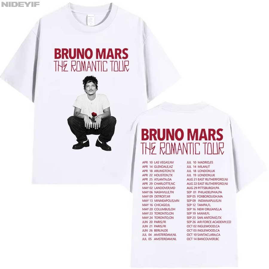 Футболка Bruno Mars The RoUnisextic Tour для унисекс женщин Хип-хоп Уличная одежда Оверсайз Топы 100% Хлопок Футболка BM1
