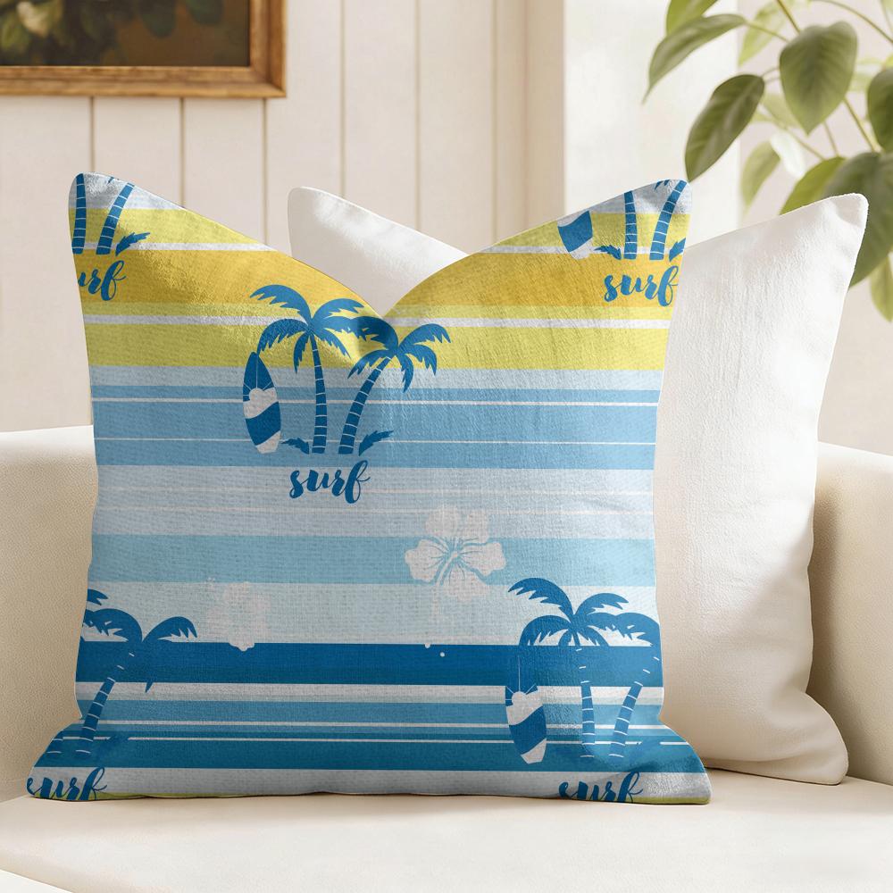 Plam Trees Flowers Cushion Cover Summer Linen Pillow Case Organic Fabric Cushion Cover DoubleSided Print Sofa Home Decor