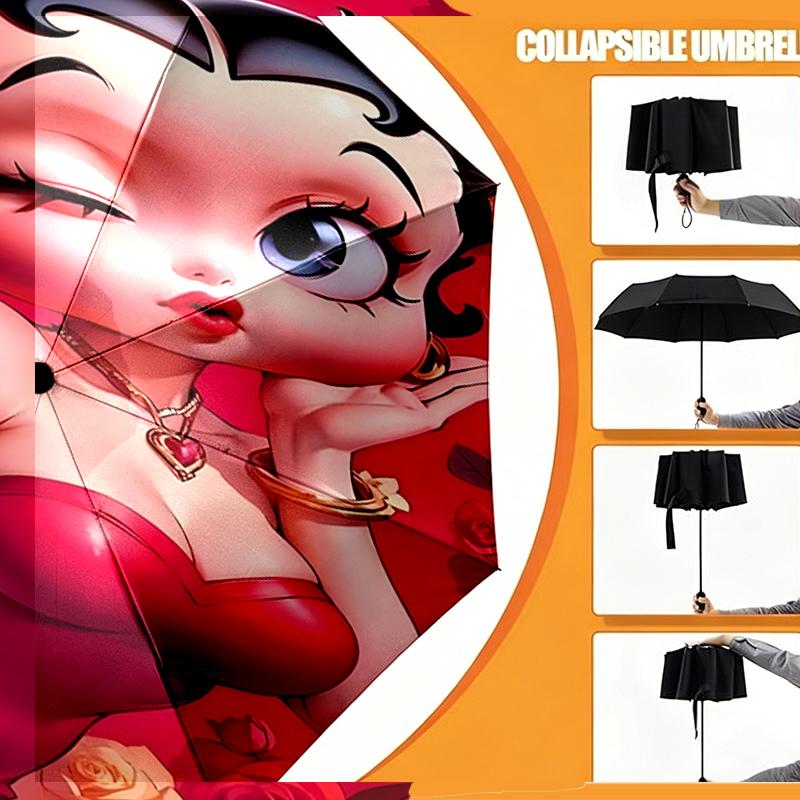Betty Boop Print Umbrella Automatic Opening/ Closing - Portable Foldable Design - Daily use for Travel/Outdoor - Gift for Birthday