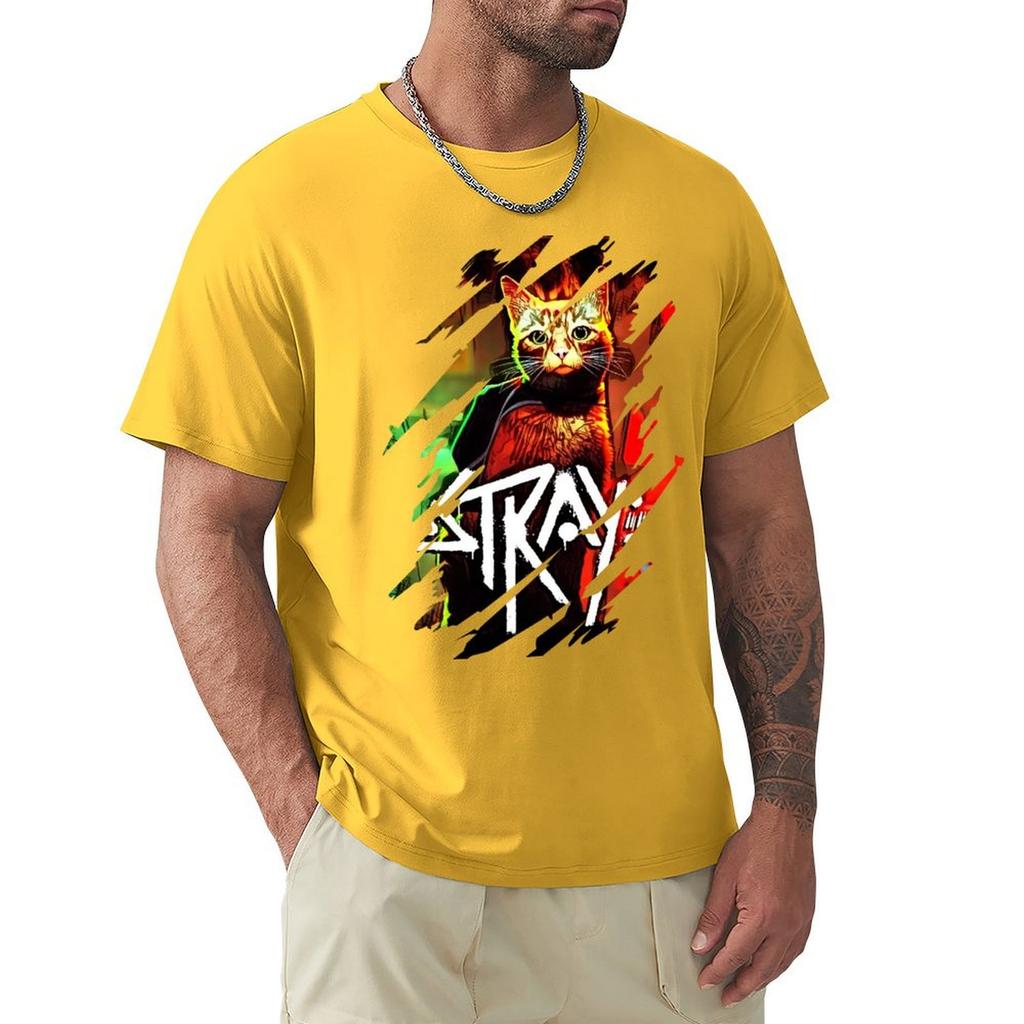 Футболка Stray Game, Cool Design, футболки Heavyweights, футболки с графическим принтом для мальчиков, простые белые футболки с принтом животных для мужчин