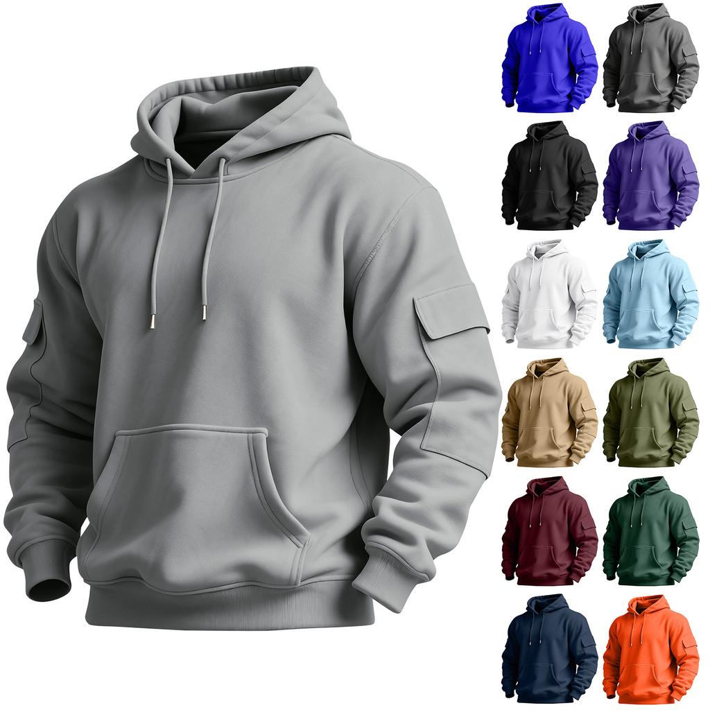 Men's Solid Color Sweatshirt Hoodie Men's Sports Large Size Casual Sweatshirt