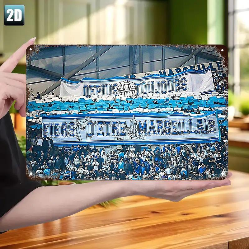High Definition Metal Tin Sign Olympique De Marseille Fiers Detre Marseillais Retro Football Fans Wall Art Decor for Home Bar