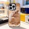 Милый Чехол для Телефона с Животным Хомяком Для iPhone 17,16,15,14,13,12,11,Pro,XS,Max,Plus,Mini,SE4,E Черный Матовый Ударопрочный Чехол