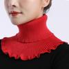 Women Turtleneck Ribbed Knit False False Collar Winter Ruffles Detachable Windproof Wrap Scarf