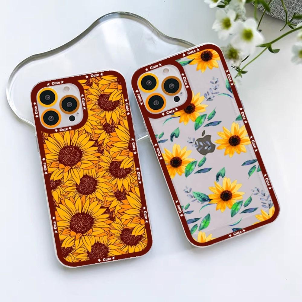 Красивый чехол для телефона с цветком подсолнуха для iPhone 16 15 14 13 12 11 Pro Max XS X XR Mini Защитная крышка