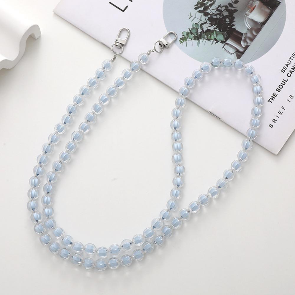 Universal Candy Color Beaded Crossbody Chain Long-style Phone Neck Straps Keychain Pendant