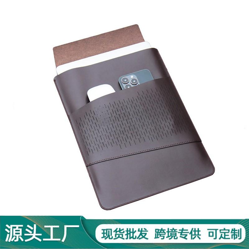 Slim Laptop Sleeve Case MacBook Air Pro 13.3 14 15.3 Inch M1 M2 M3 Chip Protective Inner Bag PU Leather