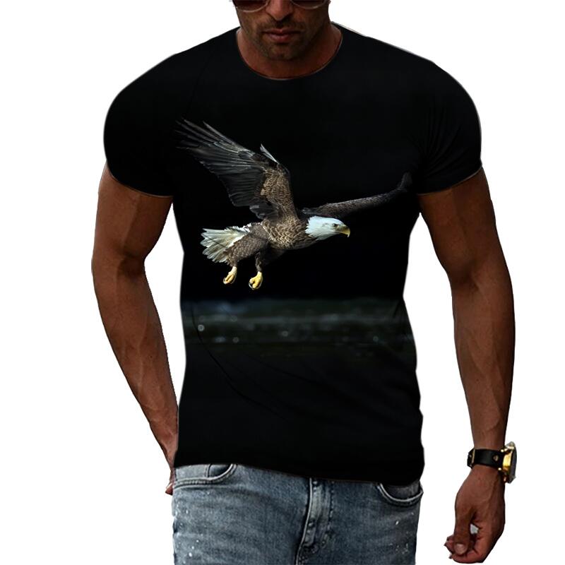 New Summer Fashion Animal Birds Eagle Graphic Men and Women T-shirt 3D Print Hip Hop Tee Personality Round Neck Short Sleeve Top