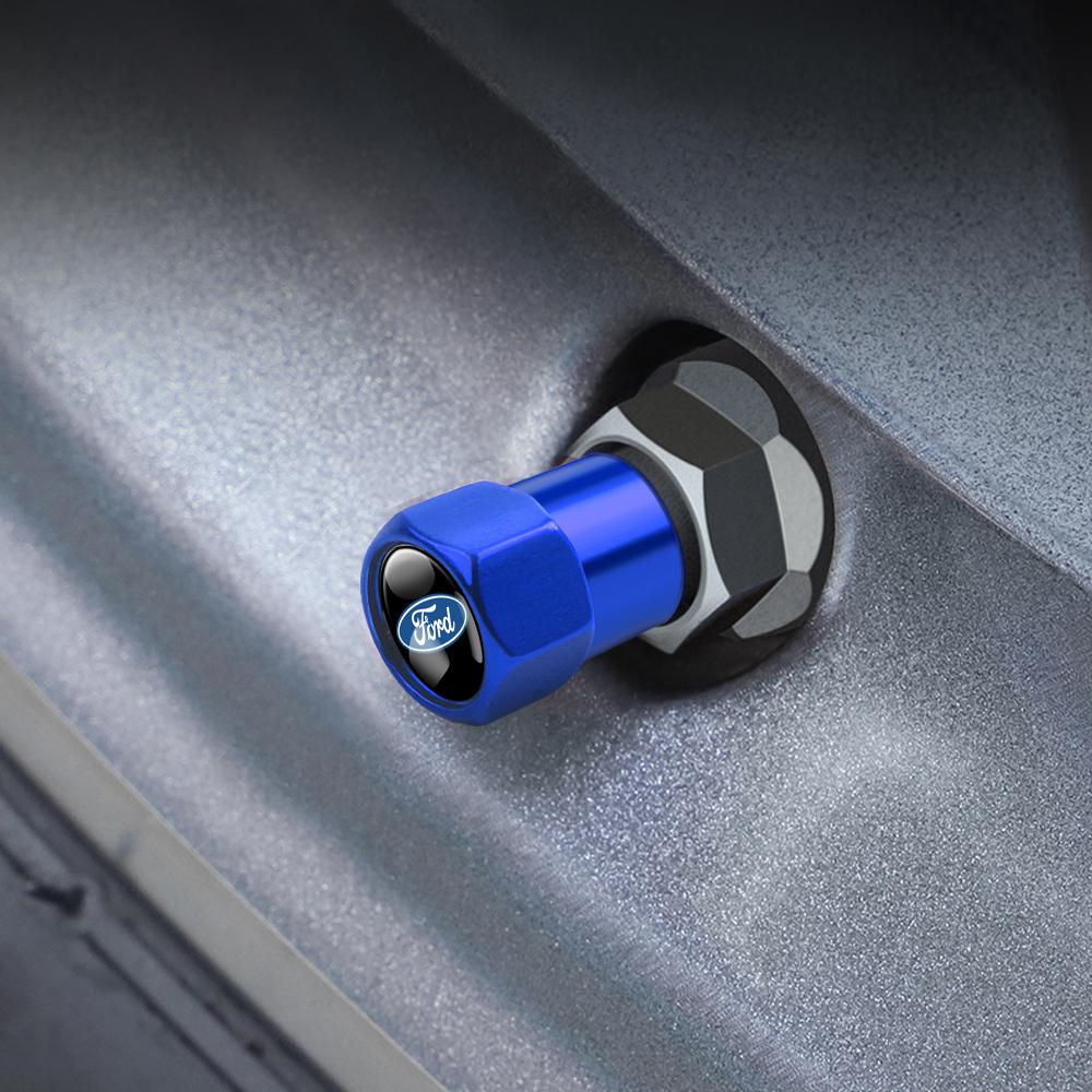 vdkz3 4Pcs Car Styling Metal Tire Valve Stem Caps For Ford Mondeo Explorer Edge Focus Fiesta Kuga Transit Ecosport Escape Mustang