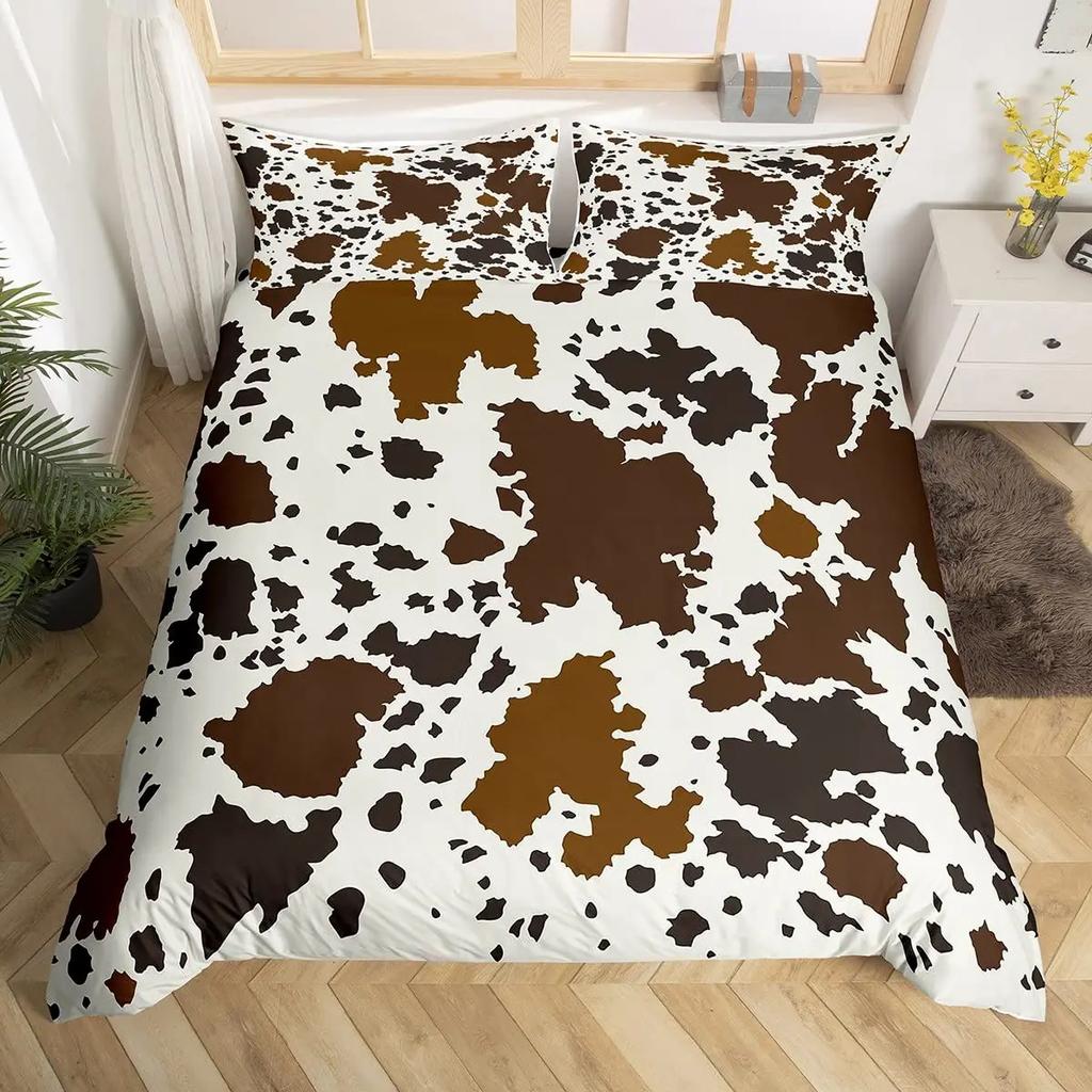 Комплект постельного белья из коровьей шкуры Пэчворк Принт коровы Пододеяльник Фермерское животное Пододеяльник Западный ковбой Фермерский дом Полиэстеровый чехол для одеяла
