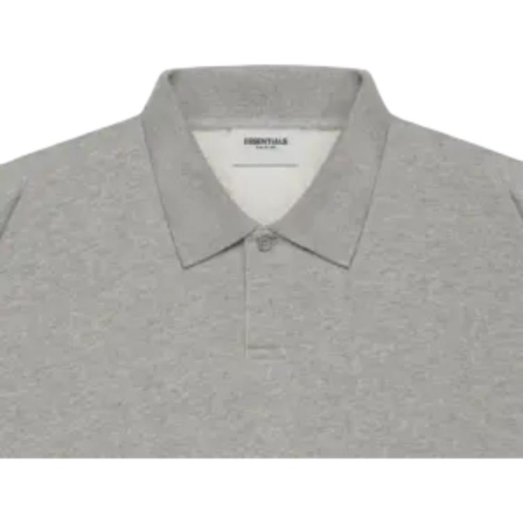 Fear of God Essentials SS21 Лонгслив Поло из французского терри Унисекс Топы Темно-серый Овсяный FOG-SS21-616
