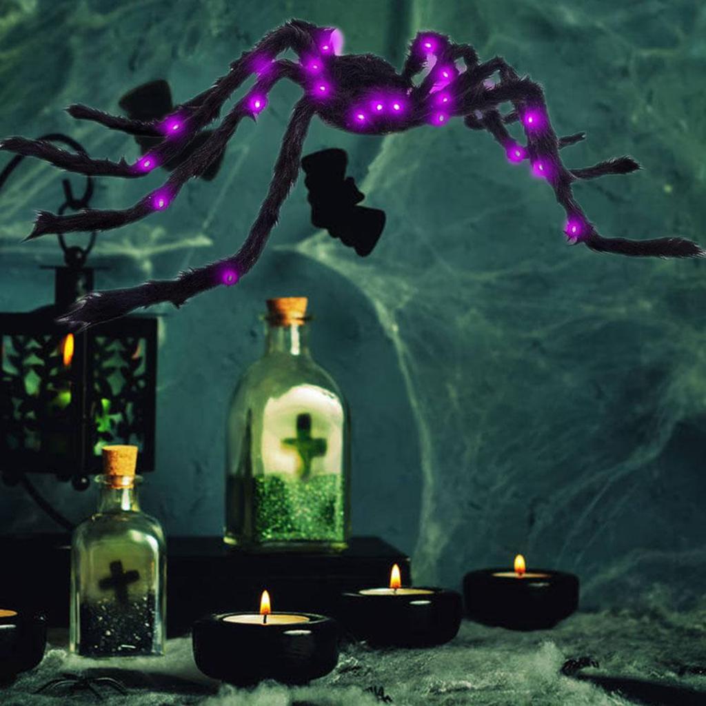 125см Светодиодный Волосатый Паук Светящийся Гигантский Паук Плюшевая Игрушка Реквизит для Дома с Привидениями В помещении На улице Двор