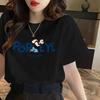 Черная футболка с коротким рукавом для женщин Новая летняя спереди на плече Женская базовая футболка из чистого хлопка Топ