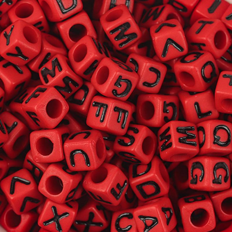 100Pcs/Lot Trendy Acrylic Square Alphabet Beads Large Hole Letter Loose Spacer Bead Jewelry Handmade Bracelet Making Supplies