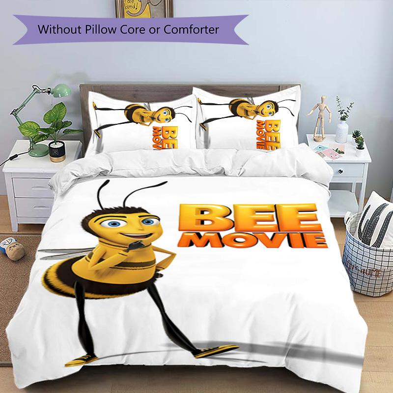 3pcs Bee Movie pattern bedding set duvet cover set includes duvet cover &pillowcases,perfect all season bedroom decoration&gift