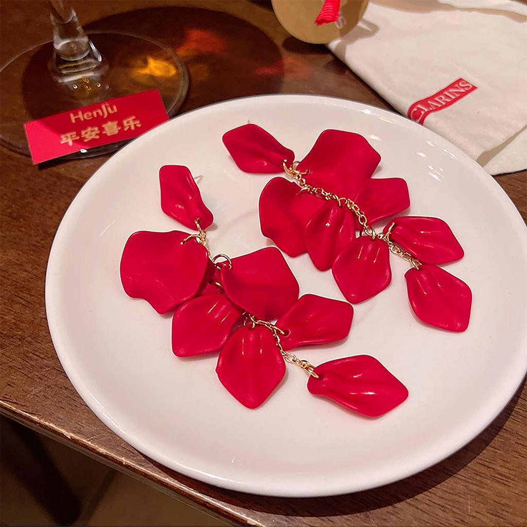 Серьги Advanced Snowflake, радостные красные длинные серьги-лепестки с кисточками для женщин