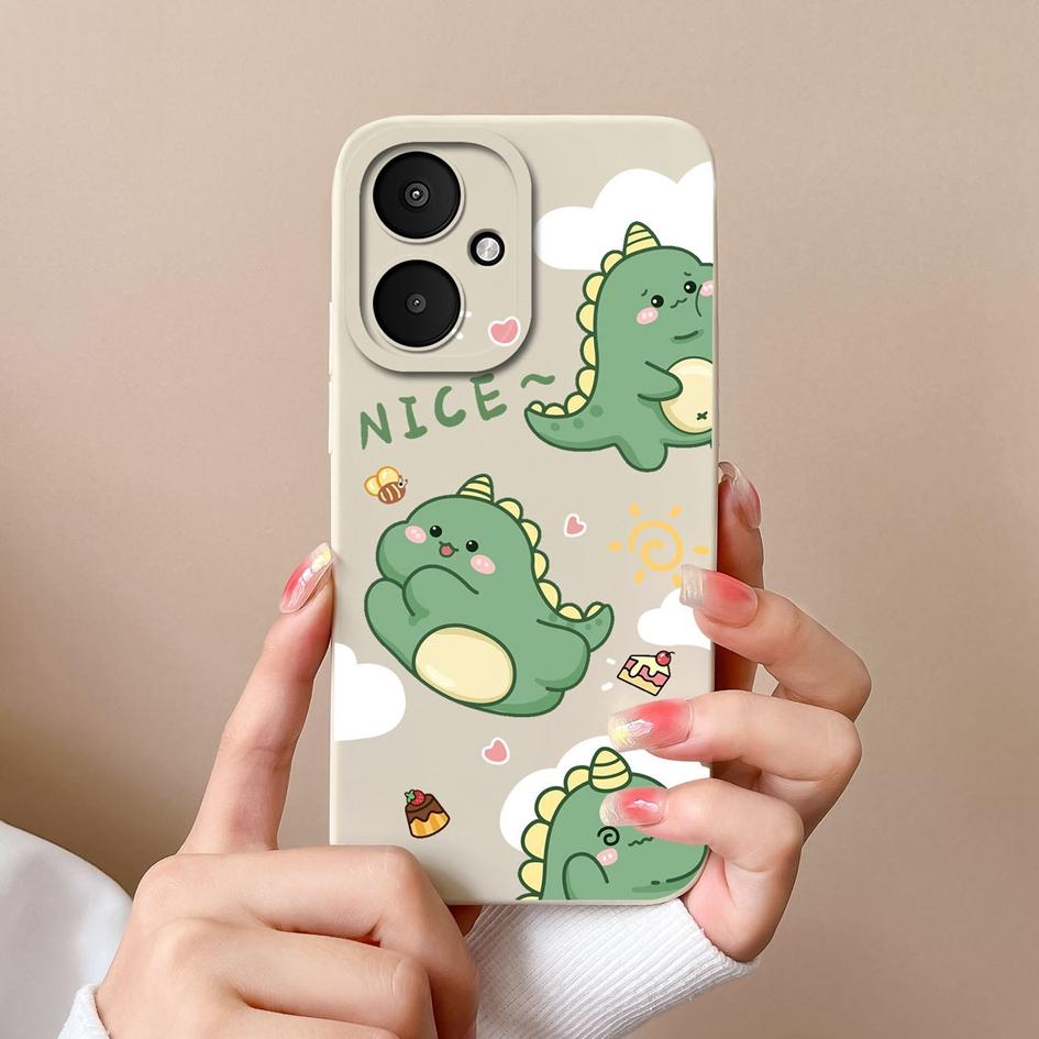 Lovely Dinosaur Cartoon Pattern Bumper For Xiaomi Poco M6 Pro 4G 5G X6 F6 F5 F 6 F 5 Phone Case Camera Protection Matte Silicone Back Cover For Xiaomi