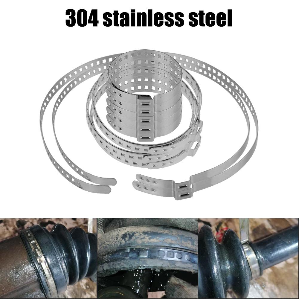 Axle CV Joint Boot Crimp Clamp 5Pcs 20- 50mm 50- 120mm Driveshaft CV Boot Clamp Kit Stainless Steel Ball Cage Clamp Adjustable