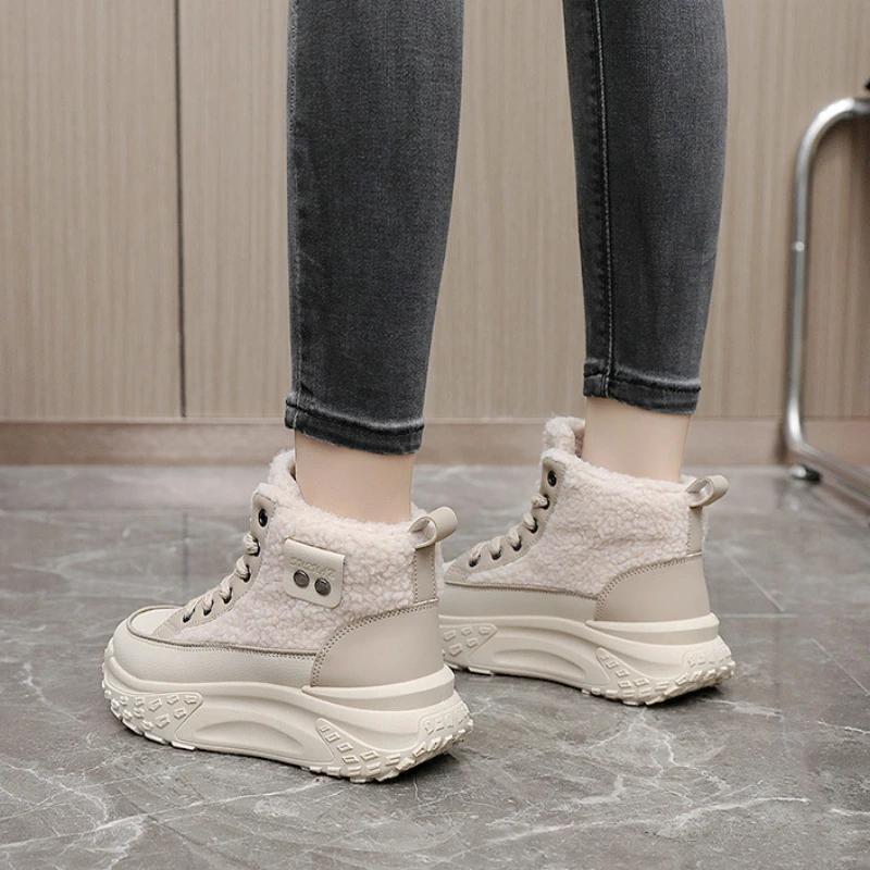 Luxury Snow Boots Women's 2024 Winter New Velvet Thickened High Top Sports Cotton Shoes Thick Sole Student Casual Cotton Shoes