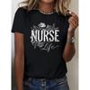 Women's Pure Nurse T-shirt, Pattern Design, Comfortable and Fit