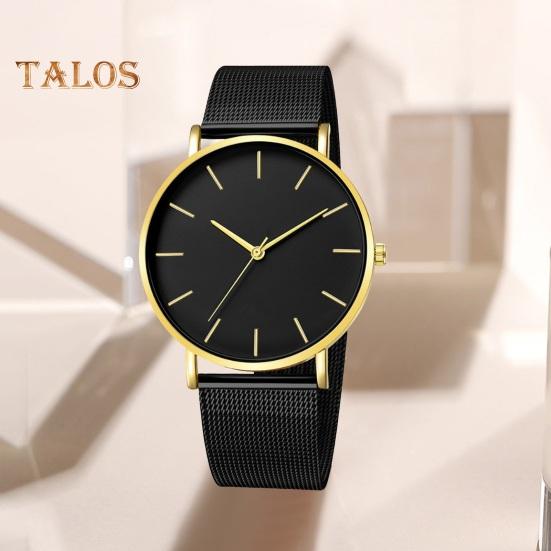 Men Watch Quartz Movement Simple Style Round Dial Stainless Steel Time-checking High Accuracy Daily Office Wristwatch Dating Timepiece