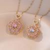 Вращающееся геометрическое циркониевое ожерелье с подвеской в виде цветка для женщин 2023, новая мода золотого цвета, цепочка из нержавеющей стали, ювелирные изделия, аксессуары для свадебной вечеринки
