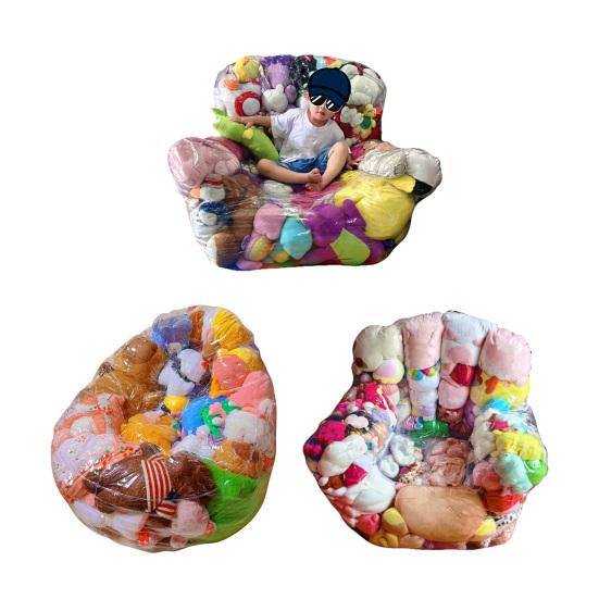 Stuffed Animal Storage Bean Bag Chair Cover Waterproof Clear PVC Extra Large Kids Plush Toy Storage Sofa Nursery Bedroom Dolls Organizing Sofa