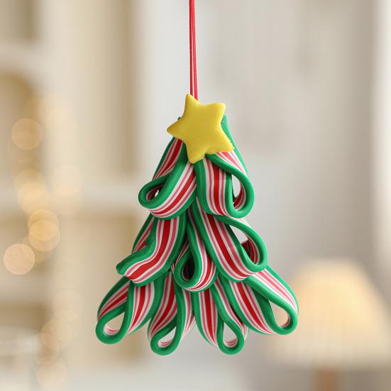 Рождественский леденец, украшение, красочная полимерная глина, мятная конфета-трость, подвесное украшение