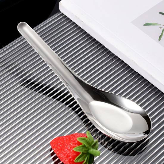 Asian Soup Spoon Stainless Steel Dinner Spoon Mirror Polished Chinese Soup Spoon for Bouillon Dessert Cereal Ramen Noodles Wonton Pho Thai