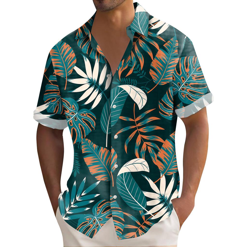 Гавайская рубашка для мужчин, мужские винтажные рубашки для боулинга на пуговицах, летняя пляжная рубашка с коротким рукавом