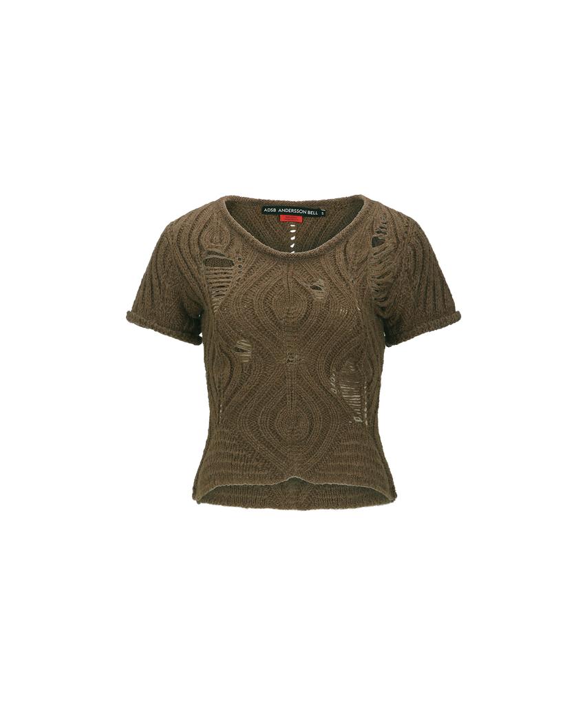 ADSB ANDERSSON BELL Cap Sleeve Sweater Layered Top Atb1352W(Brown)