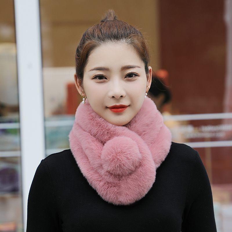 Шарф из кроличьей шерсти женский теплый шерстяной шарф для защиты шеи модный теплый утолщенный корейский зимний