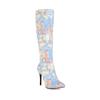 Women's High-heeled Boots with a Simple Autumn and Winter Temperament, Pointed and Fine Heel Printed Plus Size Women's Boots