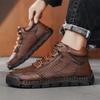 Осенне-зимняя обувь больших размеров, ретро ботинки с высоким верхом, мужские кожаные ботинки, модные мужские ботильоны средней высоты