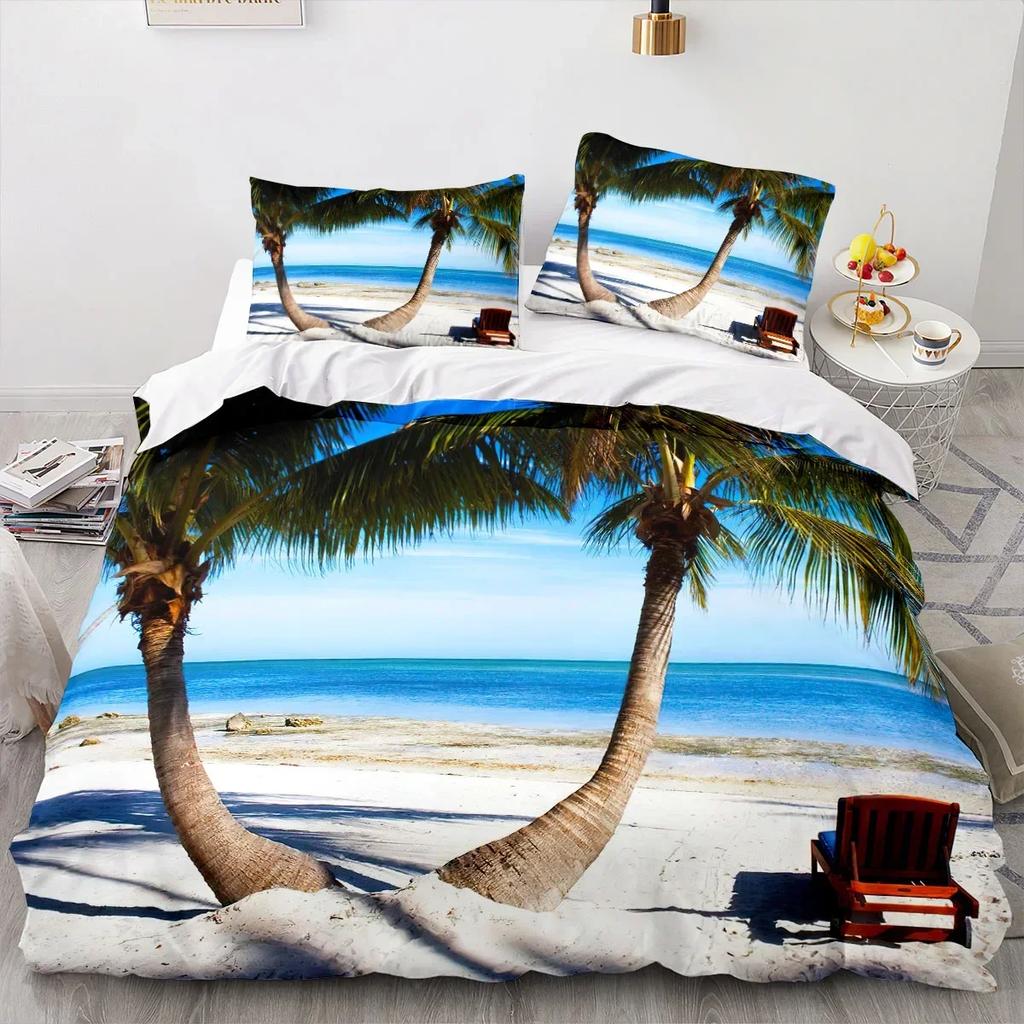 3D Printed Sea View Coconut 3D Duvet Cover Bedding Set Comforter Linen Pillowcases Home Decor Single Double Twin King Queen