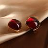 Square Smudge Resin Stud Earrings French Retro Temperament Earrings Fashion Simple High Sense Earrings